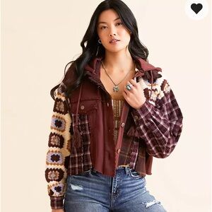 Miss Me Burgundy and Multicolor Utility Jacket